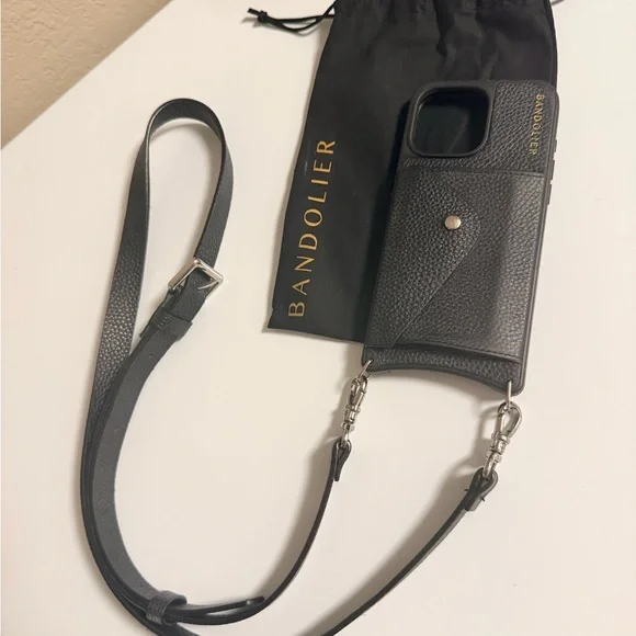 Bandolier Black Phone Case with Strap iphone 16 pro max